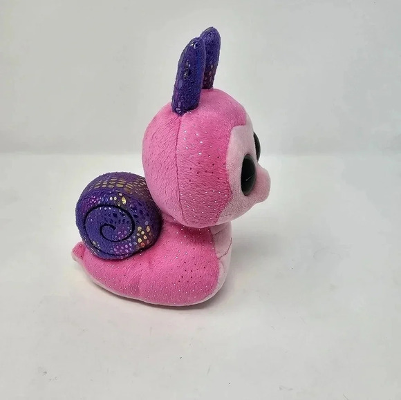 Ty Beanie Boos Scooter the Snail Green Glitter Eyes NO TAG Pink Purple Plush - Picture 5 of 8